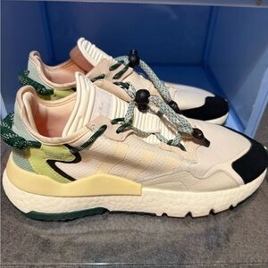 Adidas Cream and Green Sneakers